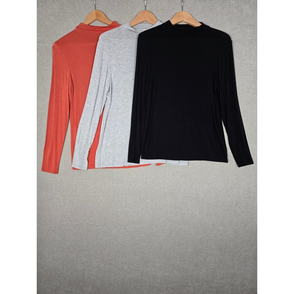 Christian Siriano Women's 3 Mock Neck Long Sleeves Tops Multi Pack M